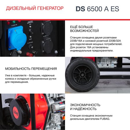 Дизельный FUBAG DS 6500 A ES генератор с электростартером и коннектором автоматики в Кирове фото