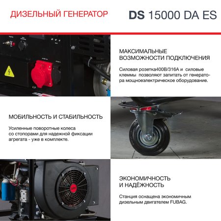 FUBAG Дизельный генератор (трехфазный) с электростартером и коннектором автоматики DS 15000 DA ES в Кирове фото
